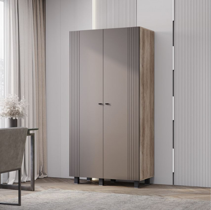 "Олива" ШК-03 Шкаф 2-х створчатый Дуб каньон/MF14 Муссон софт