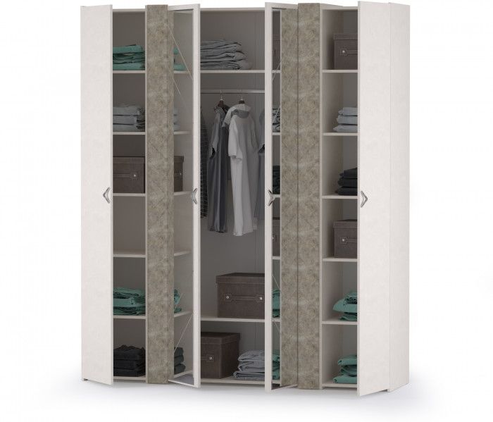 Амели Набор шкафов 3 08.49 + 13.133 + 08.49, цвет шёлковый камень/бетон чикаго беж, ШхГхВ 194,8х51,3х230 см.