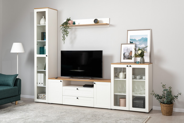 Остин 16.484 Полка, белый шагрень/дуб крафт золотой