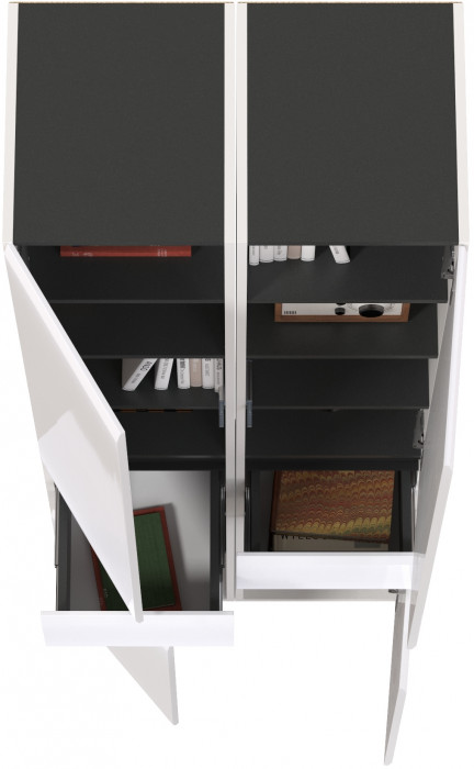Сидней 13.202 Шкаф с ящиком 2 штуки, корпус: белый/чёрный/фасады: МДФ белый глянец