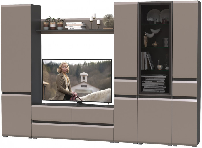 Сидней Комплектация № 059, корпус: антрацит/фасады: МДФ веллюто капучино