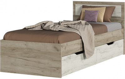 ГАРМОНИЯ КР 607 кровать с ящиками (0,8х0,78х2,032) дуб крафт белый/дуб крафт серый