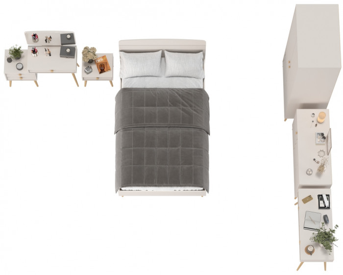 Афина Спальня 28-1200, цвет кашемир серый, сп.м. 1200х2000 мм., б/м, основание есть - фанера