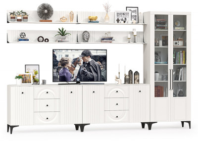 Валенсия Гостиная № 122, ЛДСП белый шагрень/МДФ белый шагрень