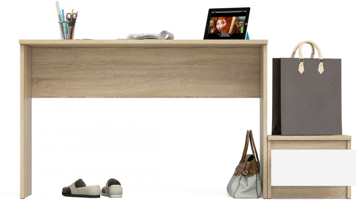 Мори Стол письменный МСП1200.1 + Тумба ТМП400.1, цвет дуб сонома/белый, ШхГхВ 160,8х50х76,6 см., универсальная сборка