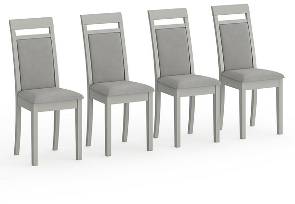Четыре стула Мебель--24 Гольф-12 разборных, цвет серый, обивка ткань велюр серый 63, ШхГхВ 40х40х100 см., от пола до верха сид. 47 см.(мягк. спинка)