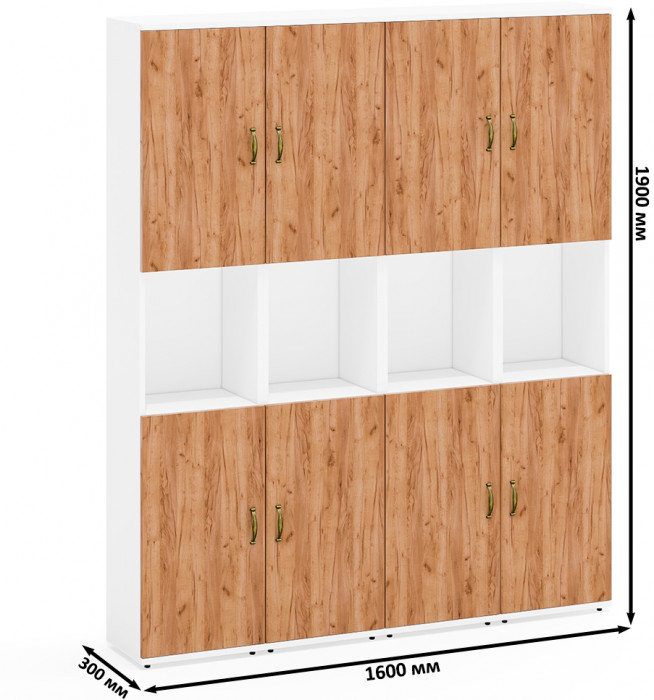 Лидер-8 Пенал 4 шт., цвет белый шагрень/крафт золото, ШхГхВ 160х30х190 см., универсальная сборка