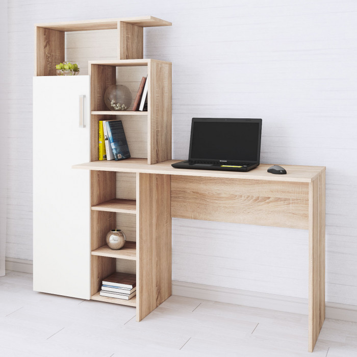 Стол компьютерный Квартет-7 (1508*1500*500) дуб сонома/белый