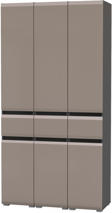 Сидней 13.202 Шкаф с ящиком 3 штуки, корпус: антрацит/фасады: МДФ веллюто капучино