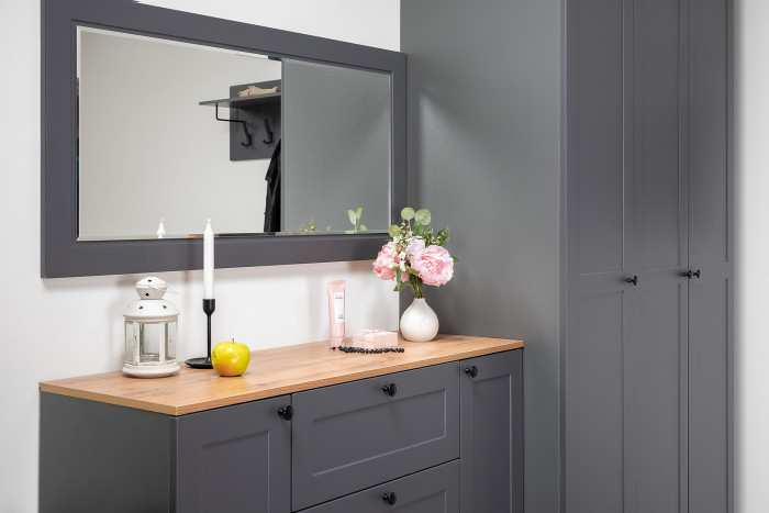 Остин Прихожая 40, цвет серый графит/дуб крафт золотой, ШхГхВ 200х54,3х229,6 см., универсальная сборка