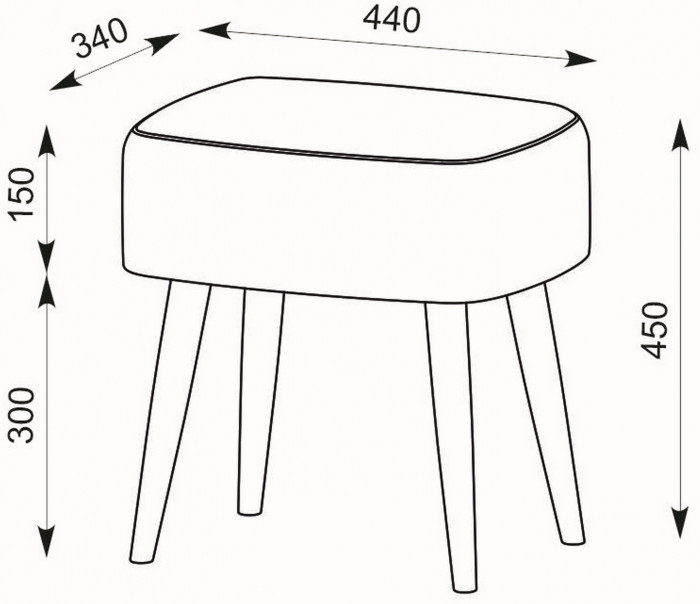 Банкетка 6-5135ТКШкор Полли, ткань коричневая