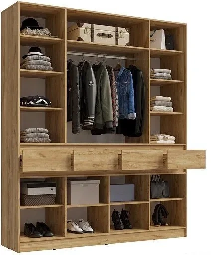 Шкаф 4-х створчатый Артек, Белый глянец/Дуб крафт золотой