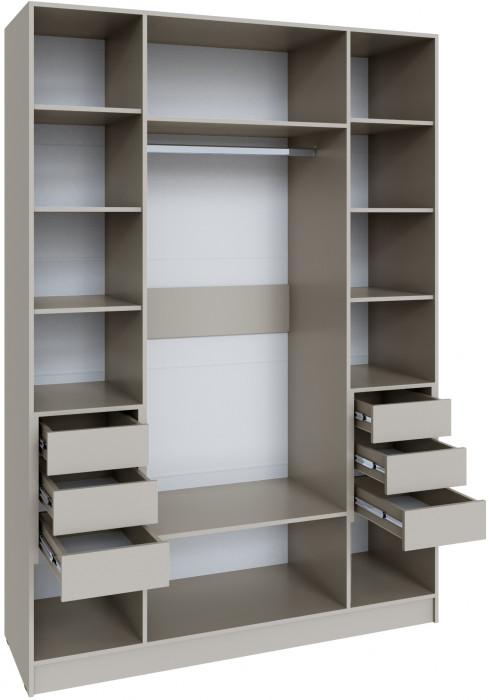 Шкаф Мадрид (1,6) с 6 ящ. внутри с зеркалом, Кашемир