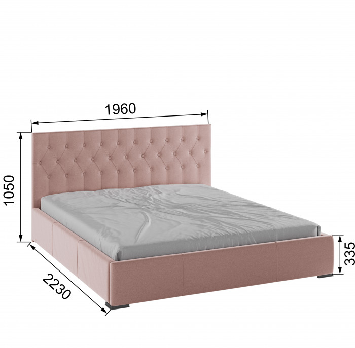Октавия Кровать интерьерная 180 пыльная роза ромб, ортопед