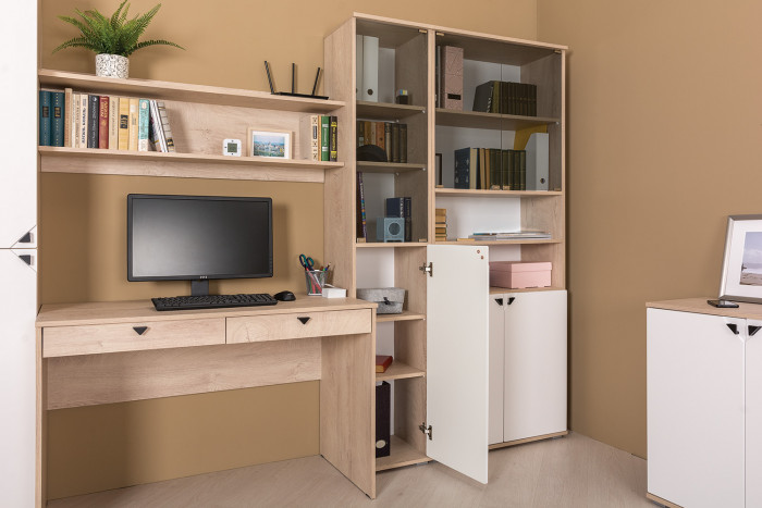 Бостон 13.156 Шкаф, дуб эндгрейн элегантный/фасады МДФ милк рикамо софт