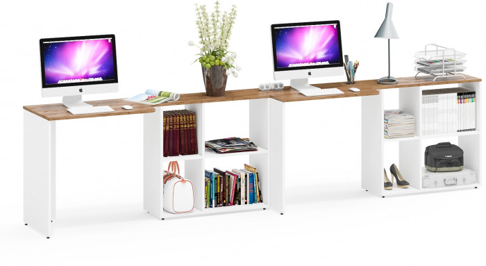 Лидер-8 Стол + Стол, белый шагрень/крафт золото