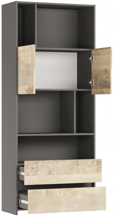 Стеллаж 3 Денвер, Графит, Дуб гранж песочный