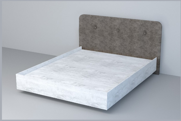 Кровать 1,4 арт.031 (Пуговицы) ЛН. (Бетон Светлый/К/з Белый Глянец)