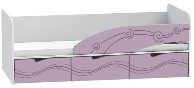 Детская кровать Бриз-3 80х190, волна (Ирис/Белый/Правый)