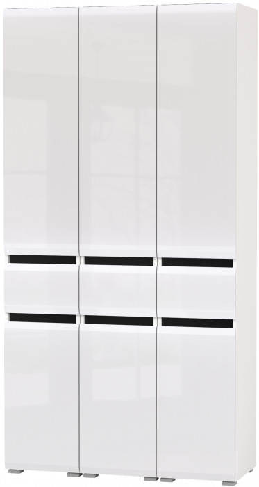 Сидней 13.202 Шкаф с ящиком 3 штуки, корпус: белый/чёрный/фасады: МДФ белый глянец