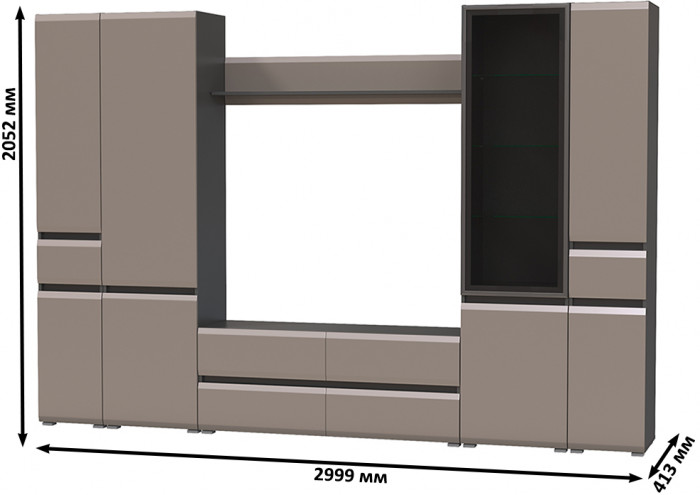 Сидней Комплектация № 060, корпус: антрацит/фасады: МДФ веллюто капучино