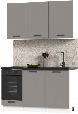 Кухня Призма 1,4 м белый/асфальт суперматовый (столешница - кастилло темный)