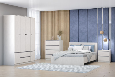 Модульная спальня Кэт-1, набор 2, Ясень Анкор Светлый/Графит