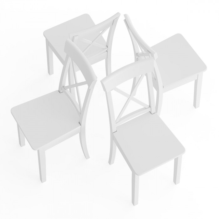 Четыре стула Мебель--24 Гольф-14 разборных, цвет белый, деревянное сиденье белое, ШхГхВ 41х42х95 см., от пола до верха сиденья 47 см.