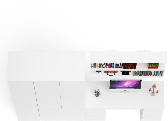 Мори компьютерный стол МС-2 + Шкаф МШ1200.1 + Полка 1200, белый