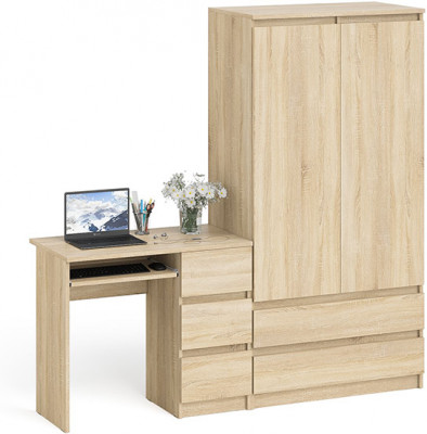 Мори Стол компьютерный МС-6 правый + Шкаф МШ900.1, цвет дуб сонома, ШхГхВ 180,4х50,4х179,6 см., выдвижные ящики справа, НЕ универсальная сборка