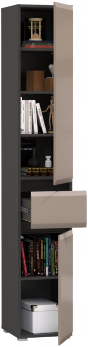 Сидней 13.202 Шкаф с ящиком, корпус антрацит/фасады: МДФ веллюто капучино