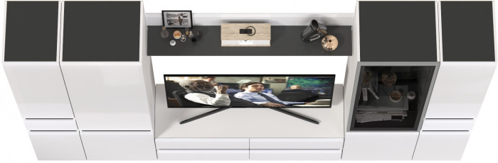 Сидней Комплектация № 060, корпус: белый/чёрный/фасады: МДФ белый глянец