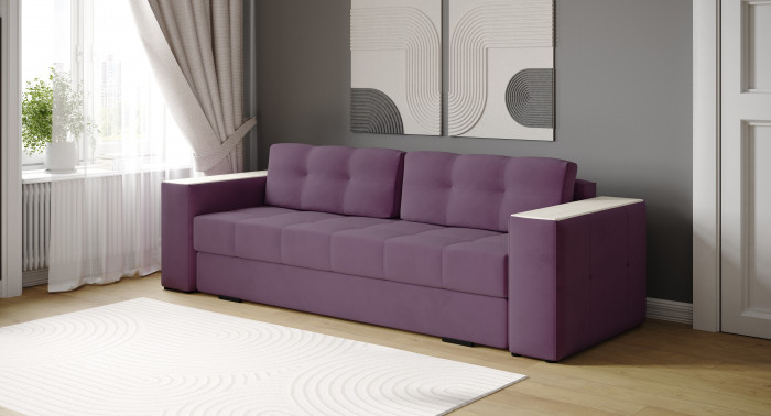 Диван раскладной Виконт, винный/мдф клен кремовый