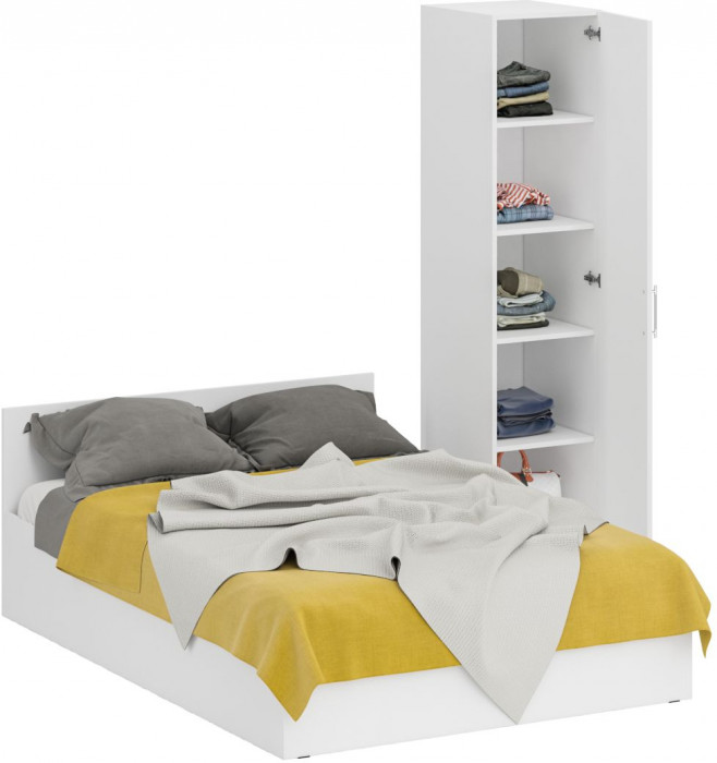 Кровать 1400 + Пенал Стандарт, белый