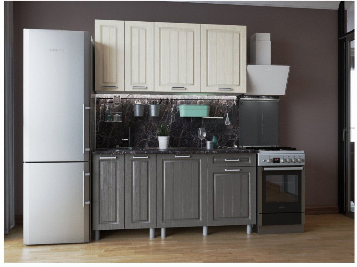 Кухонный гарнитур Луксор 1,6м Клен кремовый/Клен серый