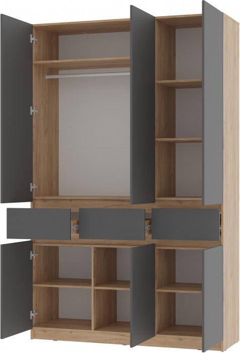 Шкаф 3-х створчатый "Багира" ШК-08 Крафт/Графит