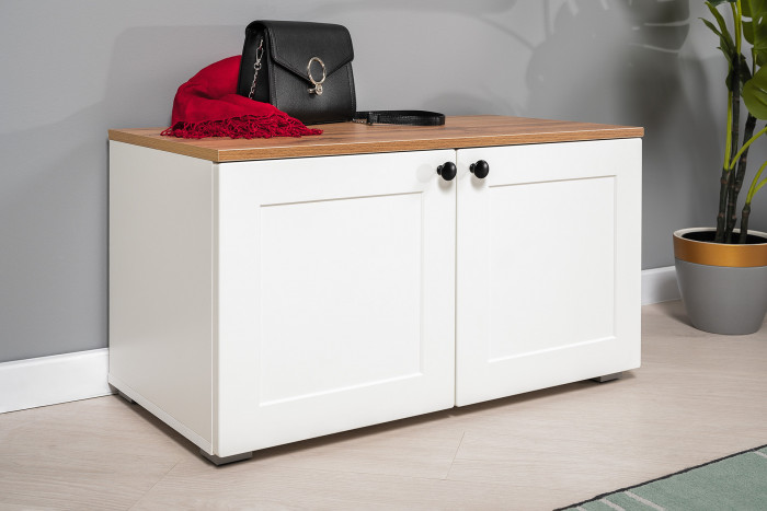 Остин Прихожая 52, цвет белый шагрень/дуб крафт золотой, ШхГхВ 280х54,3х229,6 см., универсальная сборка