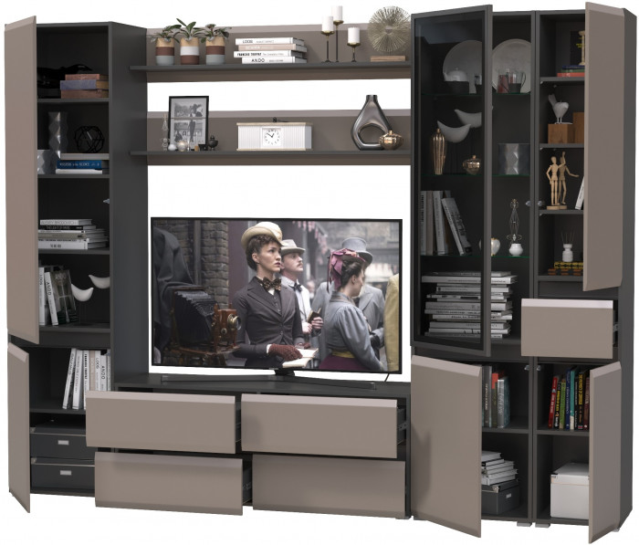 Сидней Комплектация № 061, корпус: антрацит/фасады: МДФ веллюто капучино