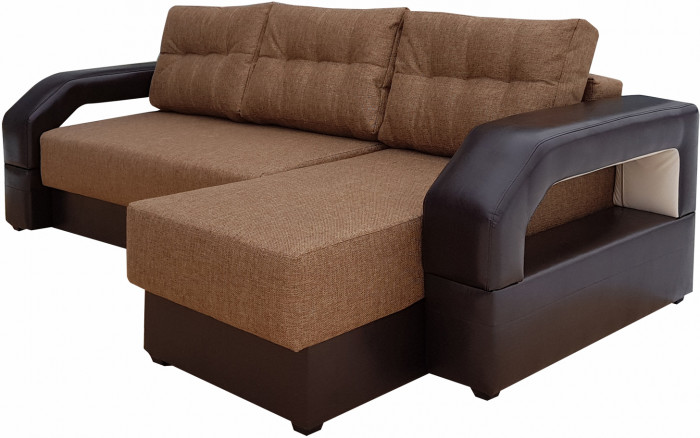 Диван еврокнижка Манчестер УГЛОВОЙ 160 рогожка коричневая НПБ