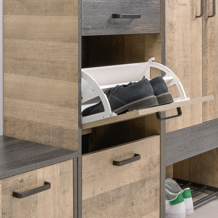 Трувор 13.328.02 Шкаф для одежды + 13.241.06 Тумба для обуви, дуб гранж песочный/интра