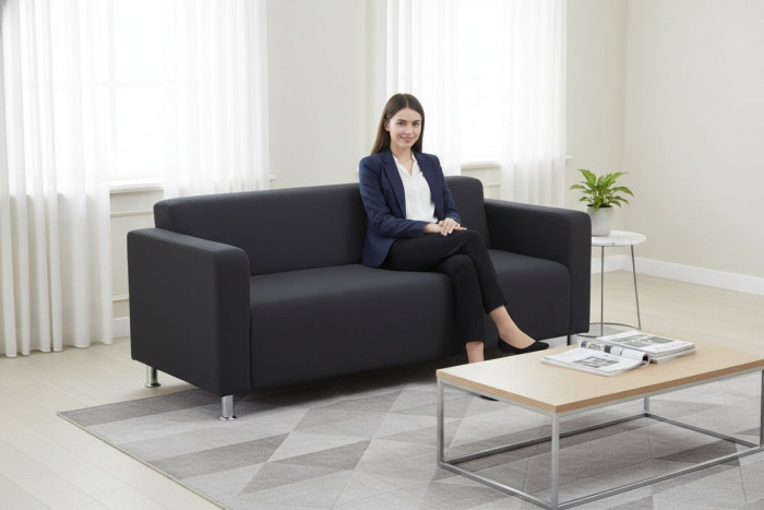 Диван прямой Томи, 200 см, велюр, черный