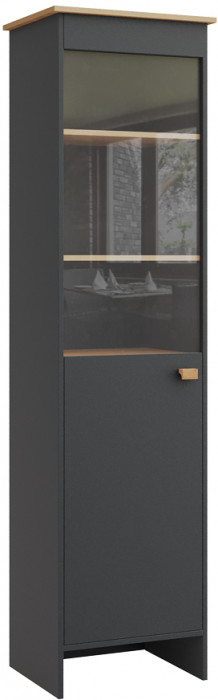 Пенал-витрина (левое исполнение) "Скандинавия" - Антрацит/Дуб наварра