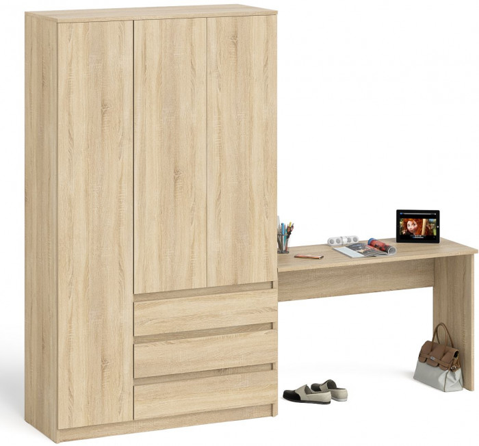 Мори Стол письменный МСП1200.1 + Шкаф МШ1200.1, цвет дуб сонома, ШхГхВ 240,8х50,4х209,6 см., универсальная сборка
