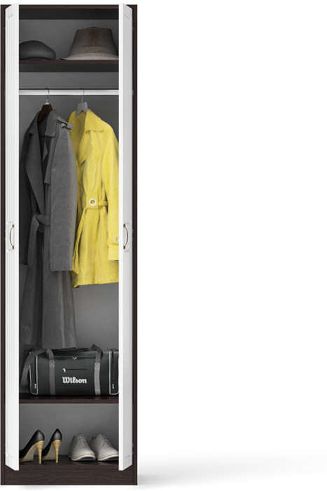 Прихожая П-6 Шкаф, венге/фасады МДФ белое дерево фрезеровка прованс