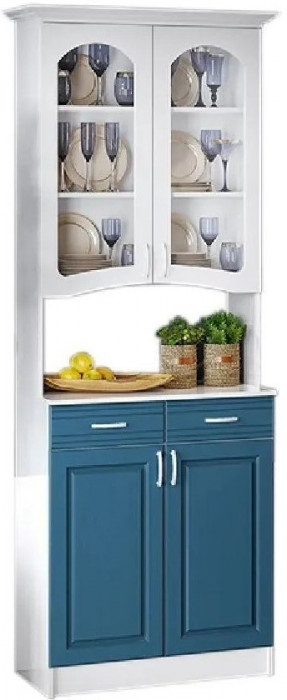 Буфет Констанция 2-х створчатый (Белый матовый / голубой)