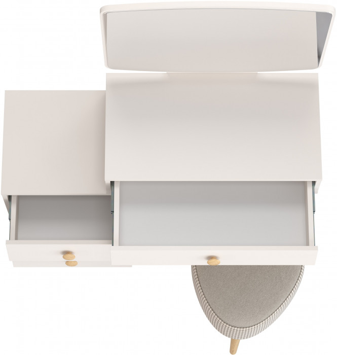 Афина Спальня 4-25901М1к.с. Трюмо + Банкетка 6-5134ТКбеж Ева, кашемир серый/ткань бежевая