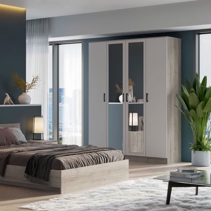 мс для спальни Ронда ШК-20 дуб крафт серый/белый