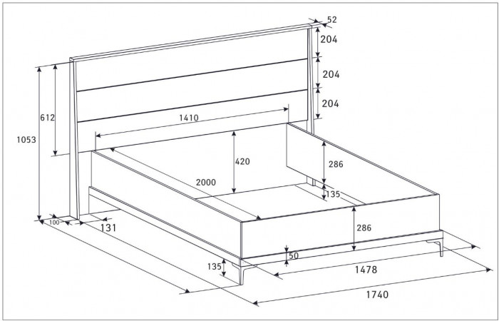 Кровать с ортопедическим основанием Кара 10 140х200