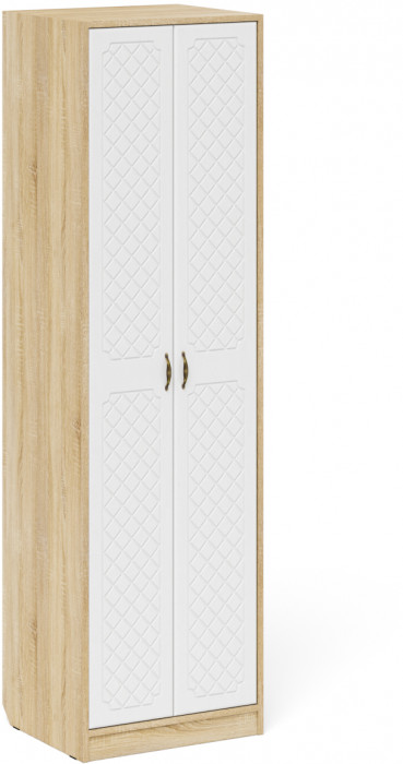 Прихожая П-6 Шкаф + Пенал, цвет дуб сонома/фасады МДФ белое дерево фрезеровка ромб, ШхГхВ 90х50х210 см., универсальная сборка