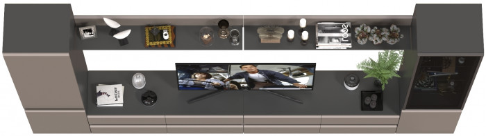 Сидней Комплектация № 104, цвет корпус: антрацит/фасады: МДФ веллюто капучино, ШхГхВ 359,8х41,3х205,2 см., универсальная сборка